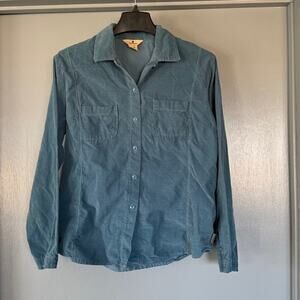 Woolrich Women's Blue Corduroy Button Top Shirt Long Sleeves sz Small Pockets